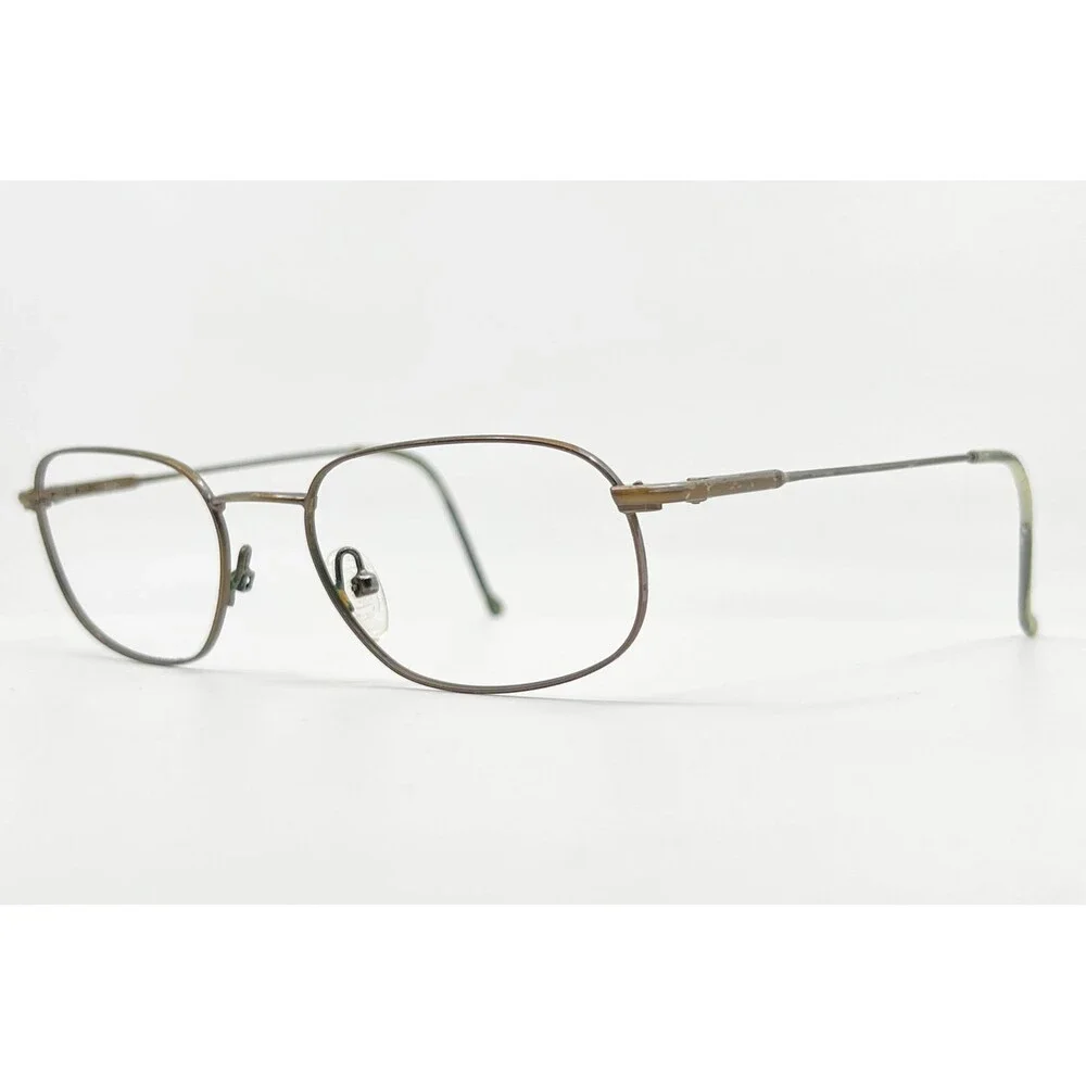 Safilo Elasta 7031 Eyeglasses Mens Brown Metal Oval Italy 47-19-140
